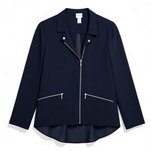 4/$20 Chico’s Sheer Black Zip Front Hi-Low Jacket - Size 0 - Small (4)